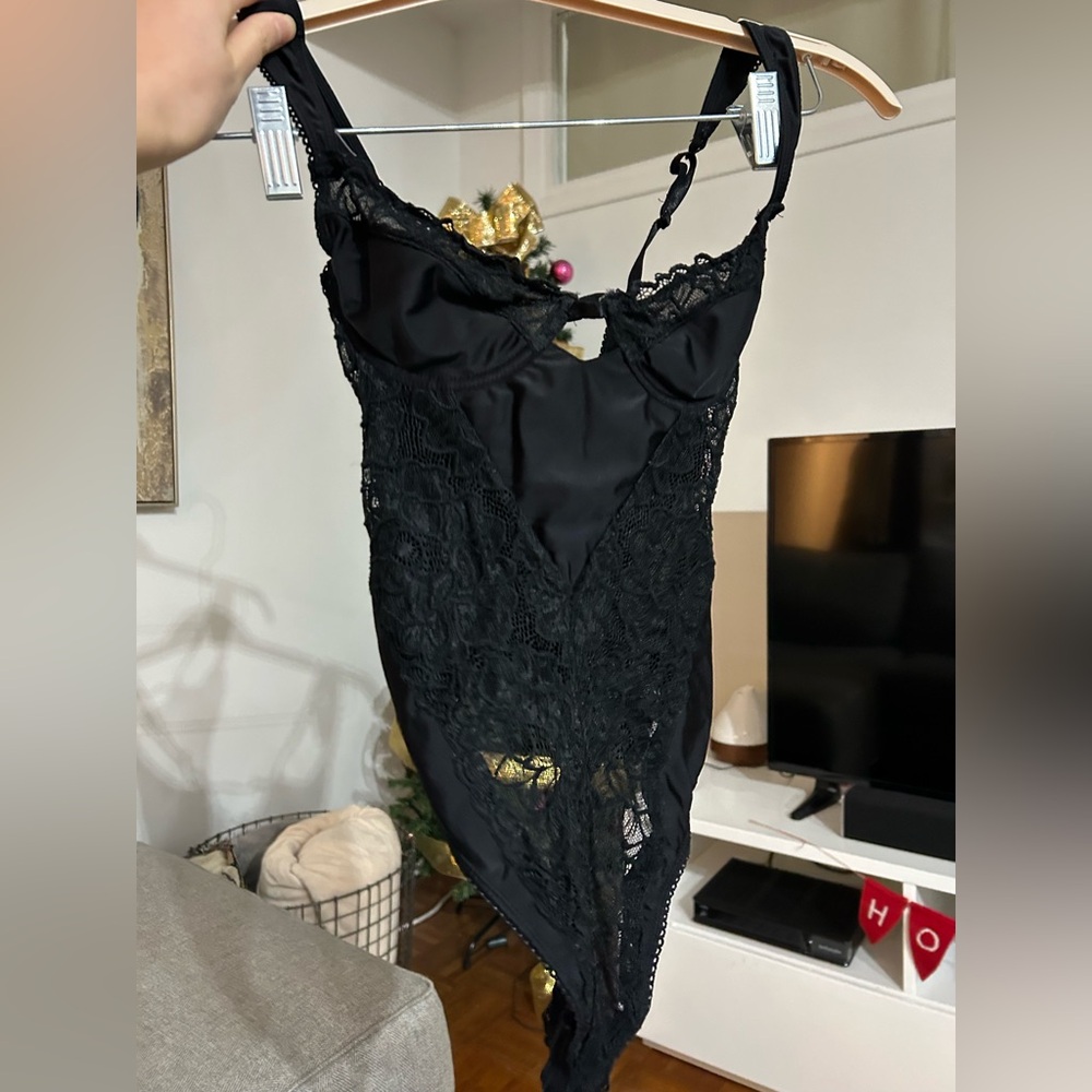 Black lace body suit